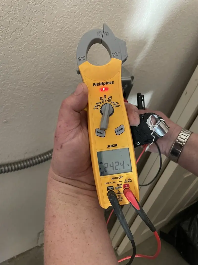 Voltage testing with clamp meter during Hot Tub / Pool Electrical Wiring in Dahlgren